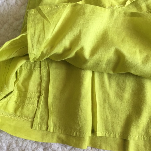 Loft Neon Yellow Green Cotton Layered Skirt - Picture 8 of 8